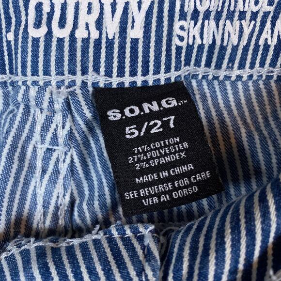 S.O.N.G Womens Jeans Blue Denim High Rise Skinny Ankle Grazer Distressed 5/27 - Picture 5 of 14